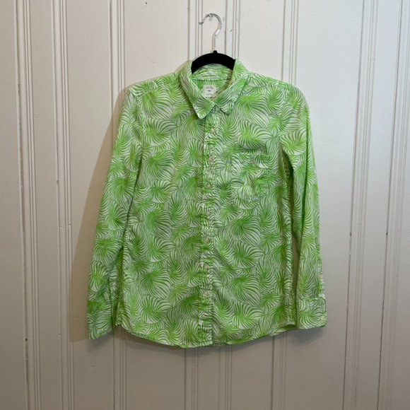 💚 Gap Long Sleeve Button Up Green Leaf Design XS - Picture 4 of 8
